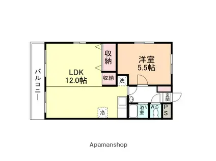 ジョイナス四ツ葉町B(1LDK/4階)の間取り写真