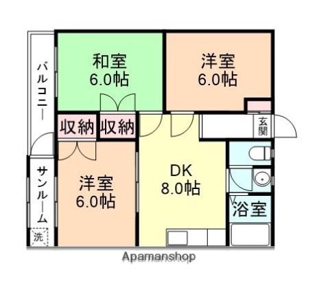 トリコローレ上赤江(3DK/2階)の間取り写真