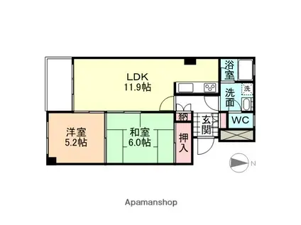 リバーフィールド(2LDK/1階)の間取り写真