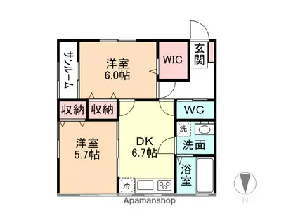 瑞穂コーポ(2DK/1階)の間取り写真