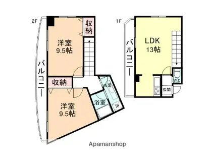 ヴィベール磯部(2LDK/3階)の間取り写真