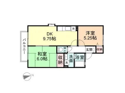 ピュアヴァレイ遥(2DK/1階)の間取り写真