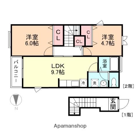 グランメール(2LDK/2階)の間取り写真