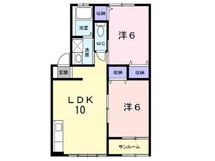 ガーデンヒルズ(2LDK/2階)の間取り写真