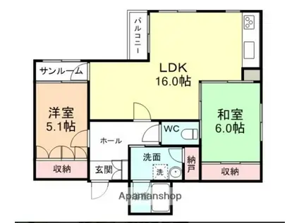 シティサンモリス(2LDK/2階)の間取り写真
