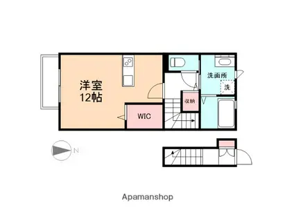 千歳ノウモリハイツ A棟(ワンルーム/2階)の間取り写真