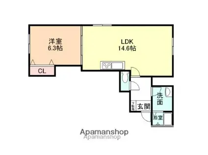 コンチネンタル田島(1LDK/3階)の間取り写真