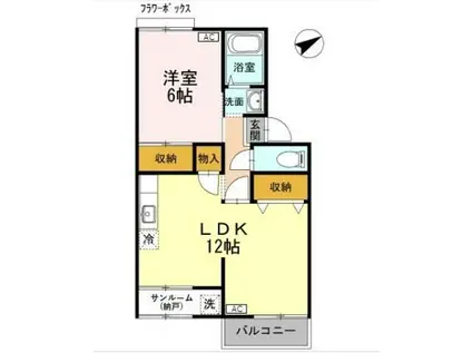 プレジール・ONE(1LDK/1階)の間取り写真