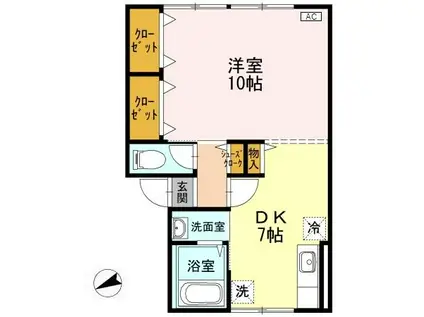 コーポ・アルペラA(1DK/1階)の間取り写真