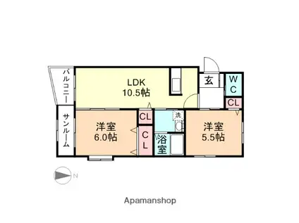 アルジェントルーチェ(2LDK/3階)の間取り写真