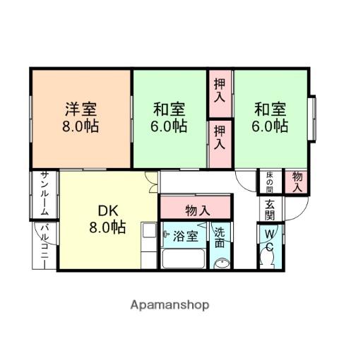 サンシャインEBARA A棟(3DK/2階)の間取り写真