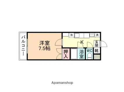 ロイヤルジョアン五福(1K/4階)の間取り写真