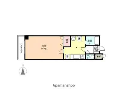 グランドパレス(1K/3階)の間取り写真