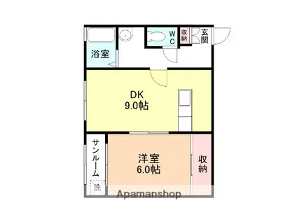 グッドシャトー(1DK/1階)の間取り写真