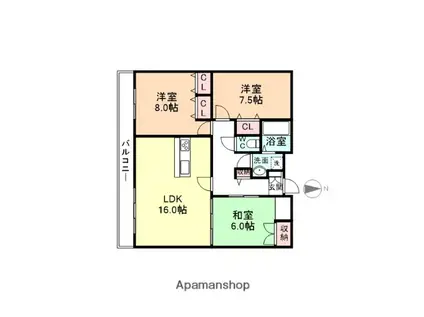 ドルチェ光陽(3LDK/3階)の間取り写真