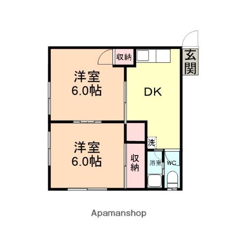 木村マンション(2DK/1階)の間取り写真