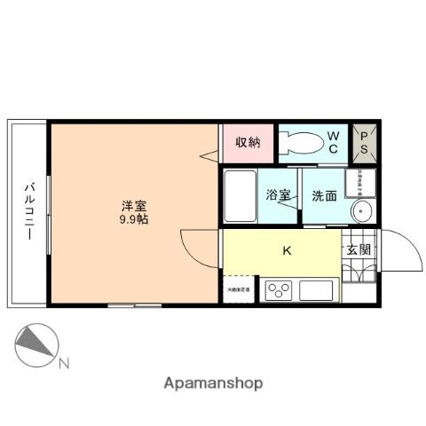 アトラスⅠ(1K/1階)の間取り写真