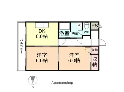 メゾン・ドゥ・ヴァン上赤江(2DK/1階)の間取り写真