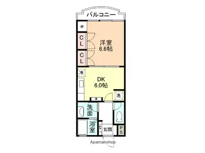 QUALIA(1DK/2階)の間取り写真