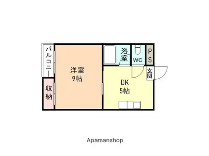 富山地鉄富山市内線 富山大学前駅 徒歩20分 3階建 築33年(1DK/2階)の間取り写真