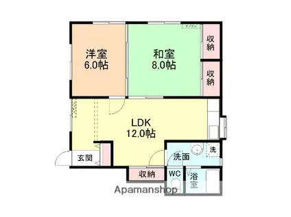 コーポ野方台(2LDK/1階)の間取り写真