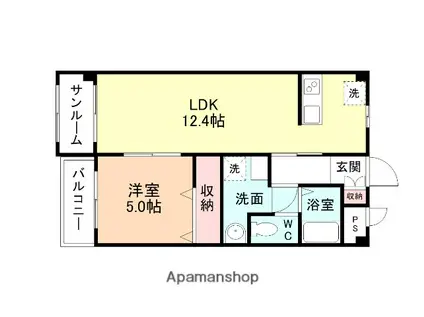 ネオサイトタカムラA棟(1LDK/1階)の間取り写真