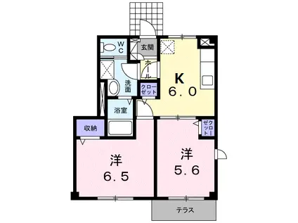 サンセール・ジャン(2K/1階)の間取り写真