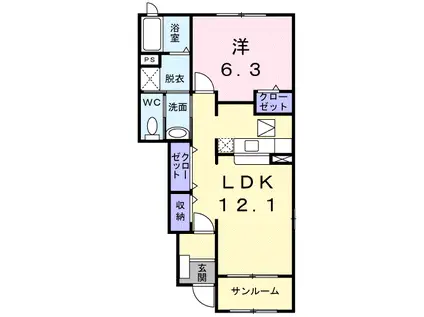 エスペランサⅡ(1LDK/1階)の間取り写真