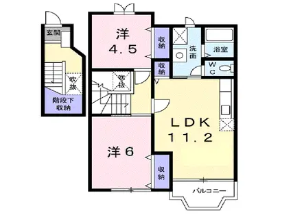メゾン・アヴェニールA棟(2LDK/2階)の間取り写真