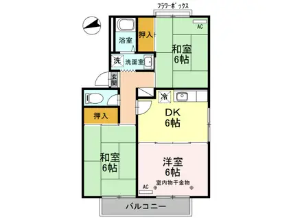 セジュール入善 A棟(3DK/2階)の間取り写真