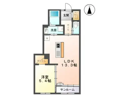 シャルムⅢ(1LDK/1階)の間取り写真