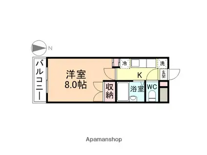 コタージュ弐番館(1K/1階)の間取り写真