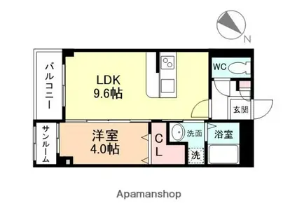 ドリーム23(1LDK/1階)の間取り写真