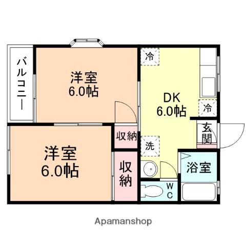 ソルシェ・K C(2DK/1階)の間取り写真