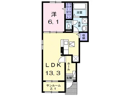 オリオンⅠ(1LDK/1階)の間取り写真