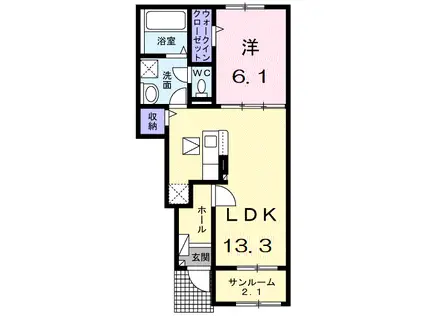 オリオンⅠ(1LDK/1階)の間取り写真