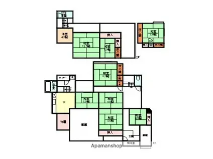 あいの風とやま鉄道 西入善駅 徒歩18分 2階建 築74年(7SLDK)の間取り写真