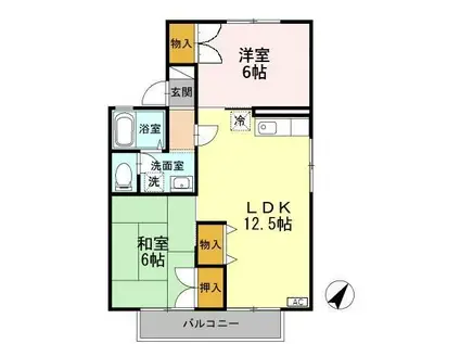 トップイン新庄B棟(2LDK/2階)の間取り写真