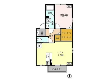 リシェス・オカザキⅢB棟(1LDK/2階)の間取り写真