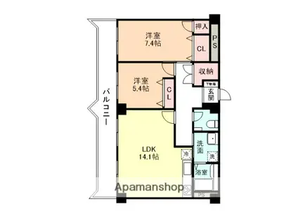 センチュリー山室(2LDK/2階)の間取り写真