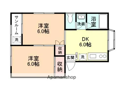 コートイング(2DK/1階)の間取り写真