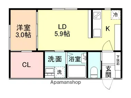 AILE(1LDK/2階)の間取り写真
