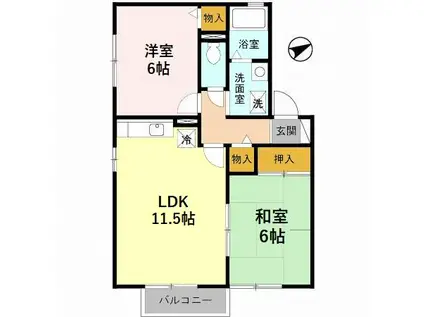 シャルマンハウス(2LDK/2階)の間取り写真