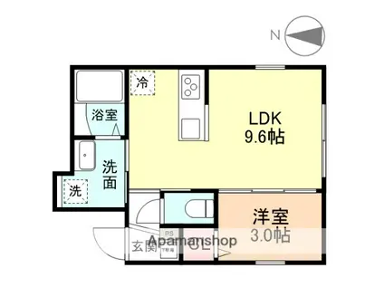 CHENAS LIN Ⅲプレミアム(1LDK/1階)の間取り写真