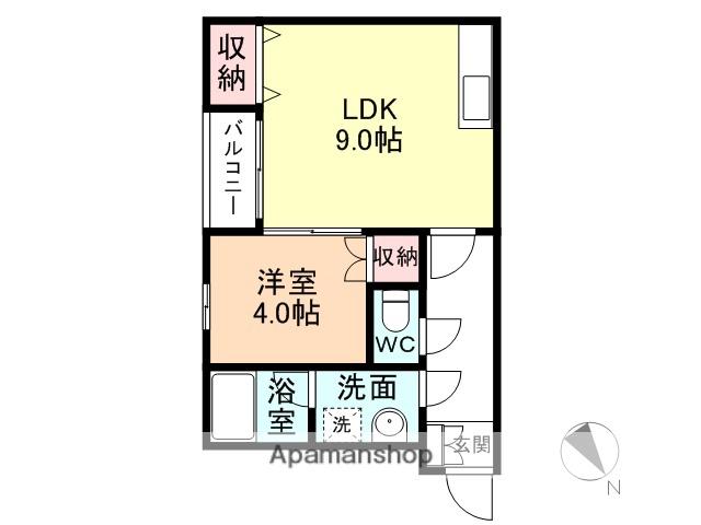 富山地鉄本線 東新庄駅 徒歩4分 2階建 築20年(1LDK/1階)の間取り写真