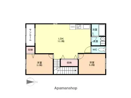 ファーレ速星(2LDK/2階)の間取り写真