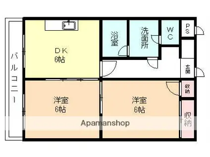メゾン・ドゥ・ヴァン上赤江(2DK/1階)の間取り写真