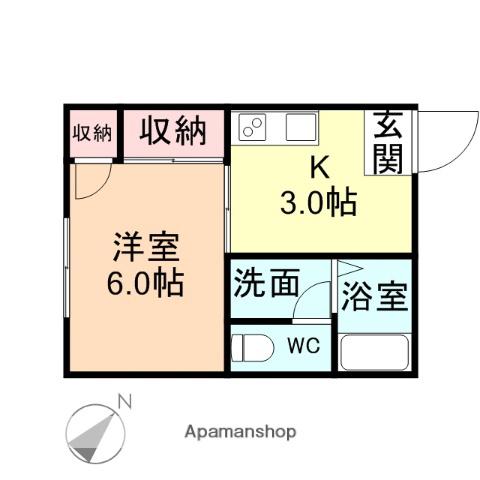 レヴール綾田A棟(1K/1階)の間取り写真