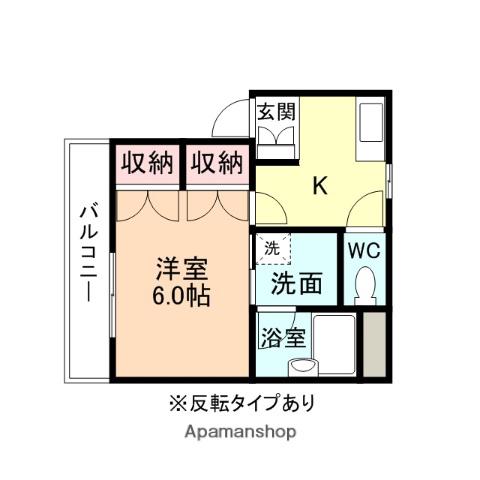 パインパレス町新Ⅰ(1K/2階)の間取り写真