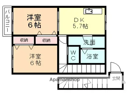 アルティ・プラーノⅠ(2DK/1階)の間取り写真